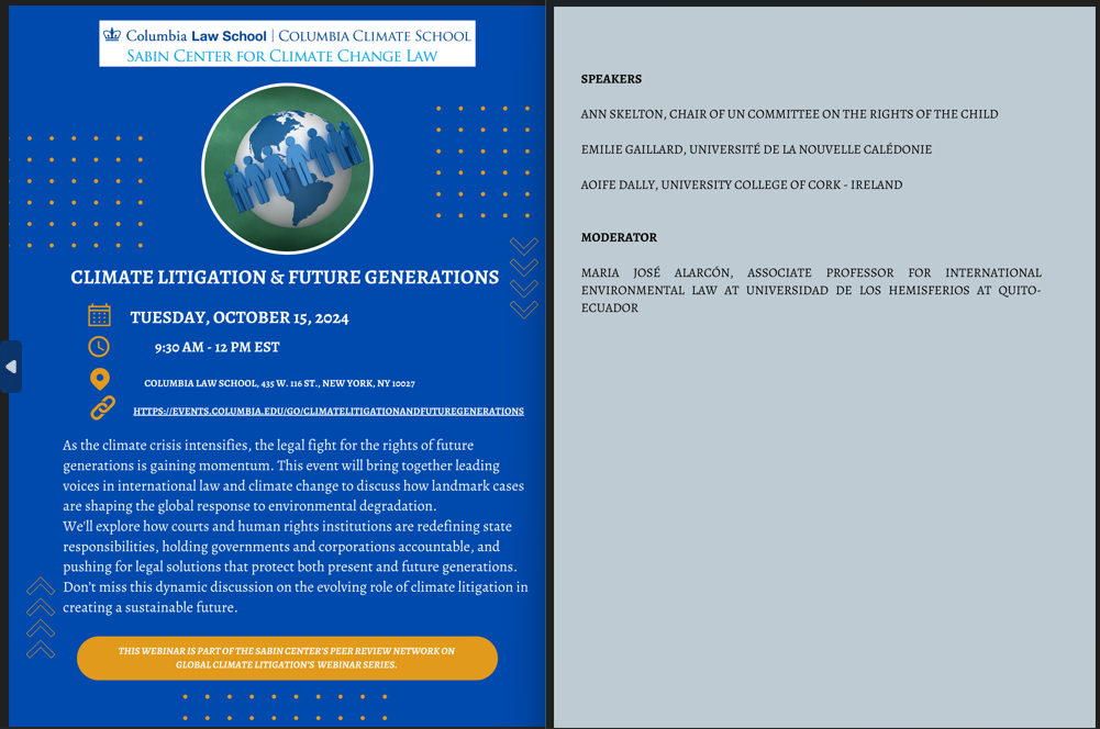 Webinar Climate Litigation And Future Generations Sabin Center For